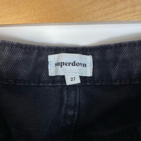 Superdown Black Distressed High Waisted Straight Jeans Size 27 - Picture 8 of 10